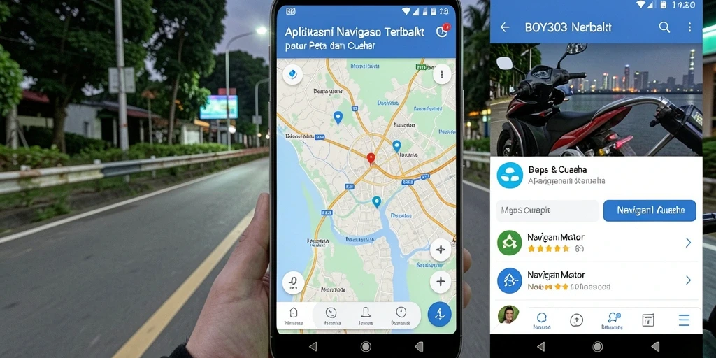 Tampilan antarmuka aplikasi BOY303 untuk navigasi motor.