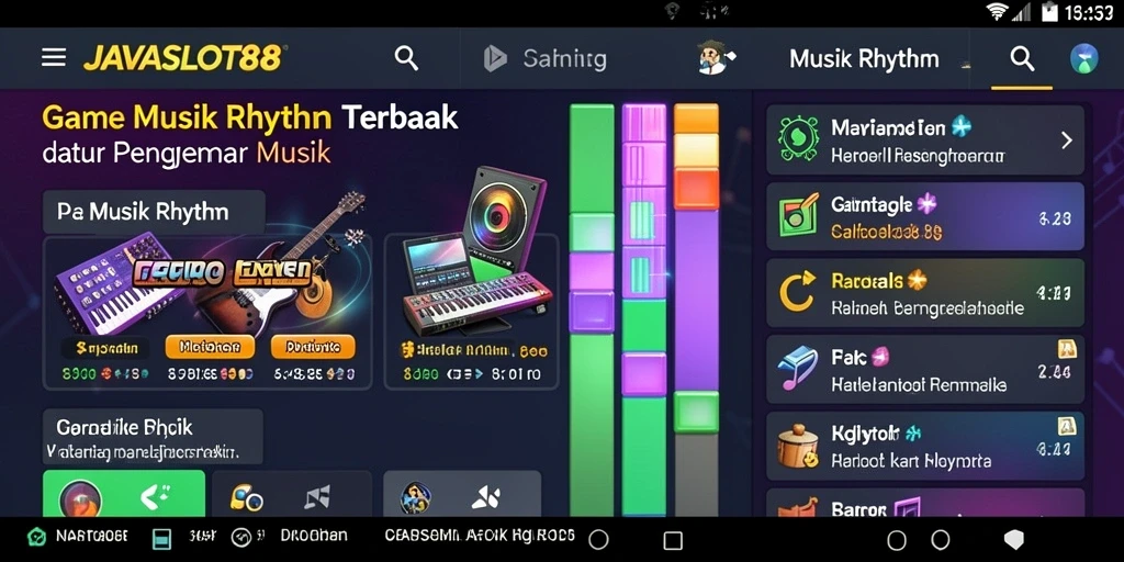 Tampilan antarmuka <strong>JAVASLOT88</strong> yang menarik dan fungsional saat bermain Musik Rhythm.