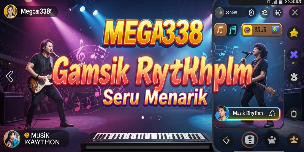 Screenshot MEGA338 menunjukkan antarmuka permainan Musik Rhythm yang menarik.