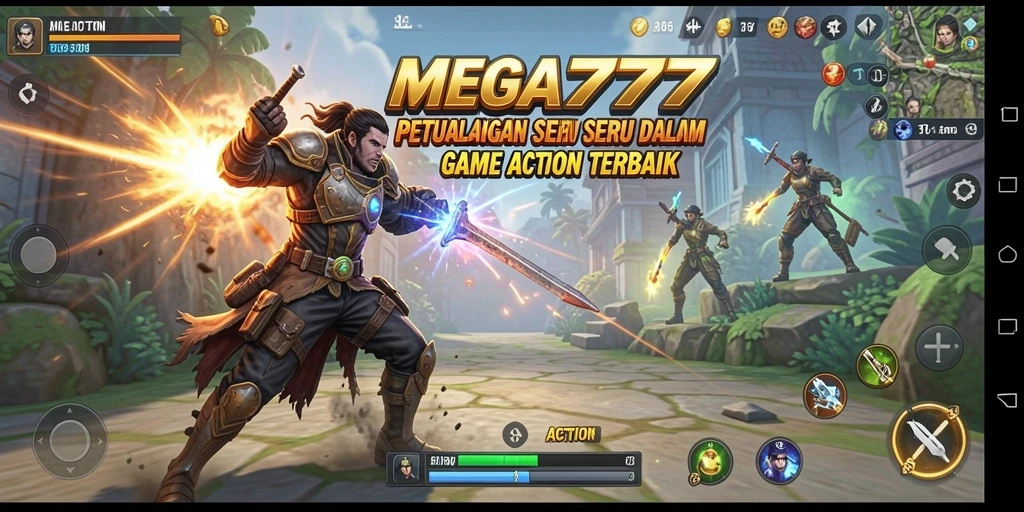 Screenshot utama MEGA777 menunjukkan aksi seru dan grafik yang menakjubkan.