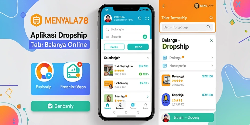 Tampilan antarmuka aplikasi MENYALA78 untuk belanja dropship.