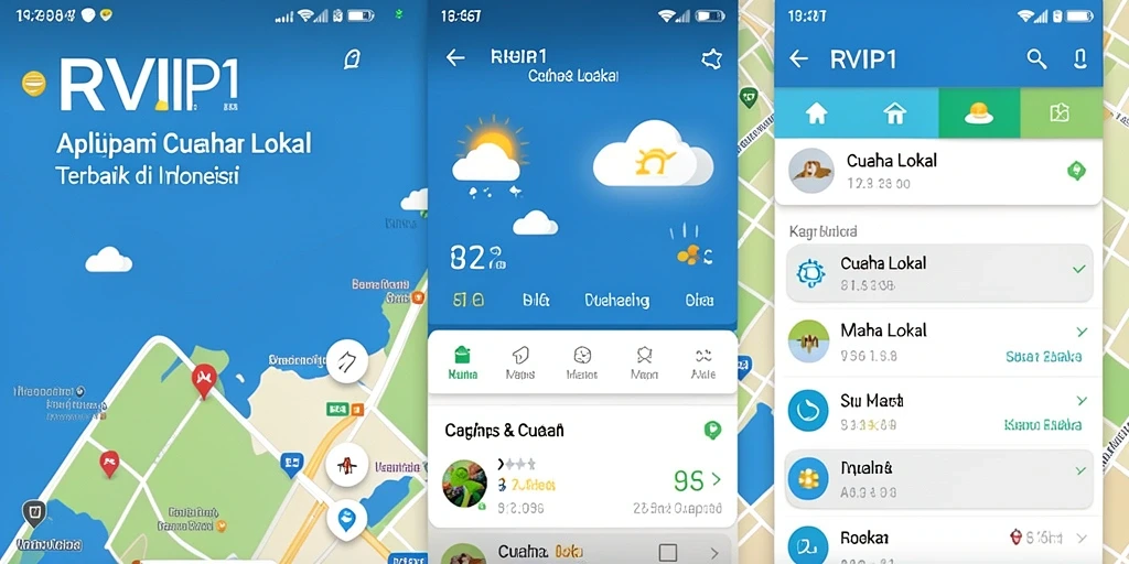 Screenshot utama RVIP1 menunjukkan antarmuka cuaca lokal yang informatif.